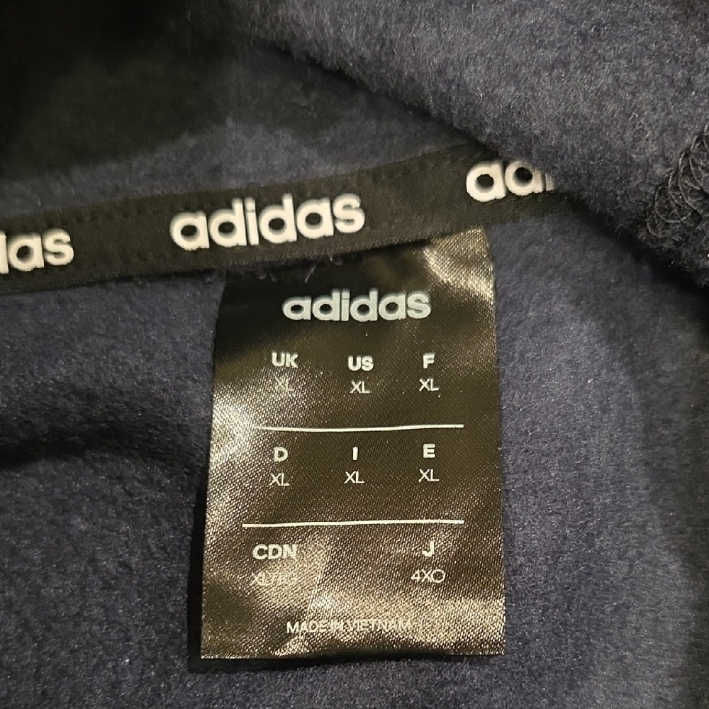 Adidas Men's Blue Hoodie with White Stripes - Picture 3 of 6